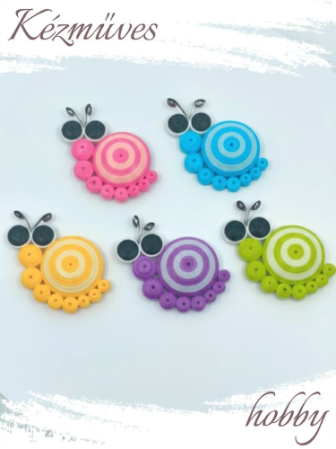Quilling ajándék - Hűtőmágnes - Színes csigák hűtőmágnes - Quilling hűtőmágnes