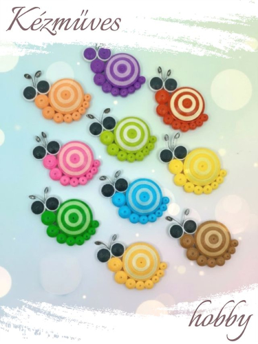 Quilling ajándék - Hűtőmágnes - Színes csigák hűtőmágnes - Quilling hűtőmágnes