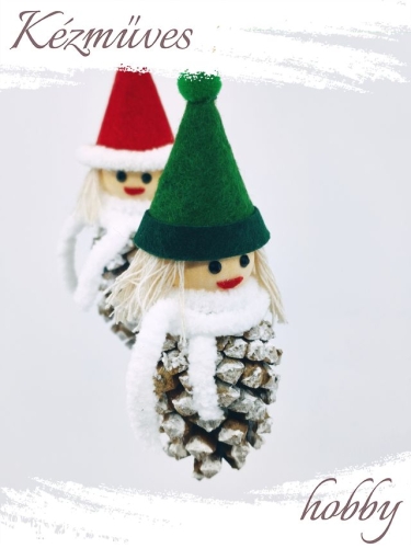 Quilling ajándék - Vintage - Toboz Télapó és Manó (kicsi) - Vintage karácsonyfadísz