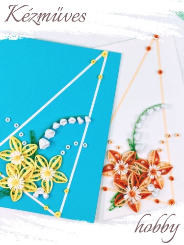 Quilling ajándék - Ünnepek - Üdvözlőkártya kék-fehér - Karácsonyi üdvözlőkártyák