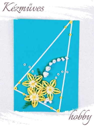 Quilling ajándék - Ünnepek - Üdvözlőkártya kék-fehér - Karácsonyi üdvözlőkártyák