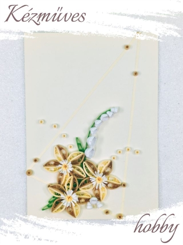 Quilling ajándék - Ünnepek - Üdvözlőkártya piros-törtfehér - Karácsonyi üdvözlőkártyák