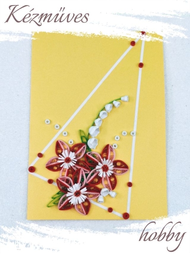 Quilling ajándék - Ünnepek - Üdvözlőkártya zöld-gyöngyházfényű sárga - Karácsonyi üdvözlőkártyák