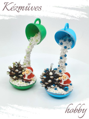 Quilling ajándék - Ünnepek - Varázslat (kék-zöld) - Karácsonyi asztaldísz