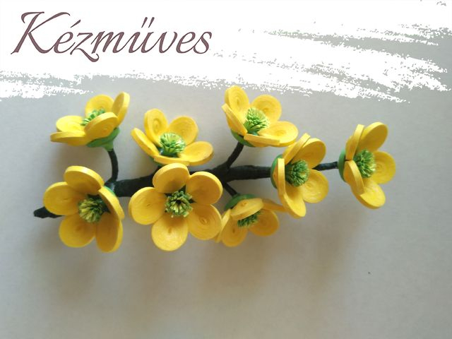Quilling ajándék - Quilling termékek - Virágos ág - Virágfejek