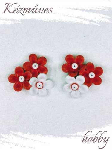 Quilling ajándék - Hűtőmágnes - Vörös és fehér hűtőmágnes - Quilling hűtőmágnes