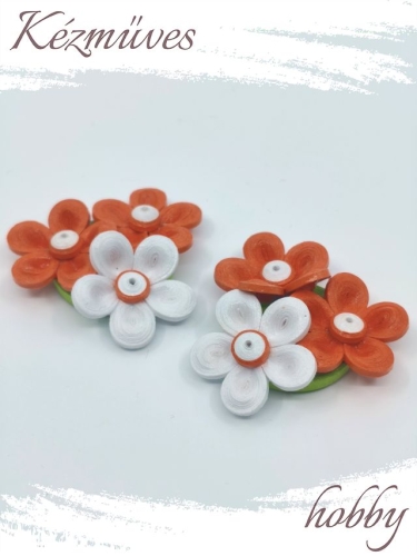 Quilling ajándék - Hűtőmágnes - Vörös és fehér hűtőmágnes - Quilling hűtőmágnes