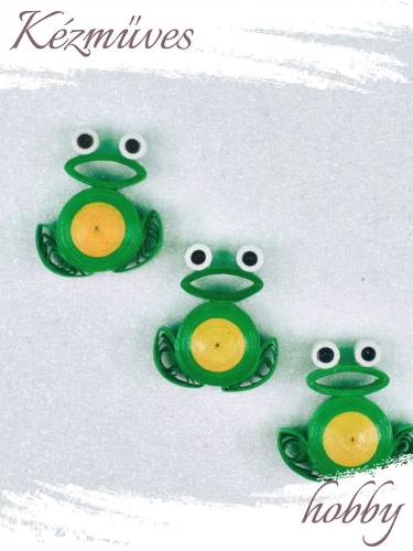 Quilling ajándék - Hűtőmágnes - Zöld béka hűtőmágnes - Quilling hűtőmágnes