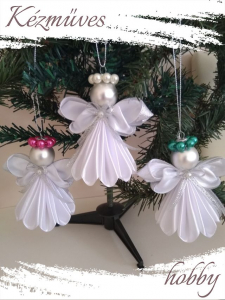 Quilling ajándék - Karácsony - Angyalka fehér ruhás - Karácsonyfa dísz