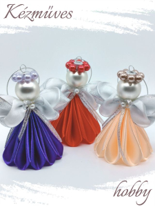 Quilling ajándék - Ünnepek - Angyalka színes ruhás + ajándék tasak - Karácsonyfadísz