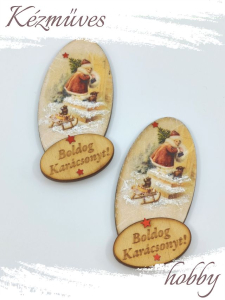 Quilling ajándék - Hűtőmágnes - Boldog Karácsonyt táblás felirattal - Karácsonyi hűtőmágnes