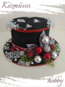 Quilling ajándék - Karácsonyi asztaldísz - Cilinder kalap - Karácsonyi asztaldísz