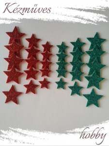 Quilling ajándék - Kellékek - Csillogó csillag szett piros-zöld - Karácsonyi kellékek