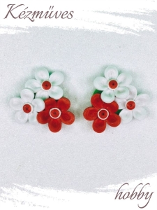 Quilling ajándék - Hűtőmágnes - Fehér és vörös hűtőmágnes - Quilling hűtőmágnes