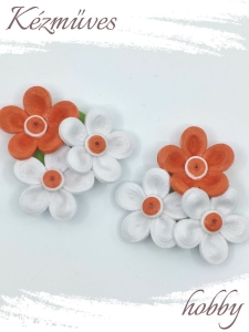 Quilling ajándék - Hűtőmágnes - Fehér és vörös hűtőmágnes - Quilling hűtőmágnes