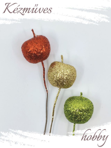Quilling ajándék - Bogyók, masnik - Kellékek - Glitteres alma - Karácsonyi kellékek