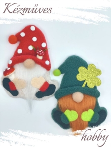Quilling ajándék - Hűtőmágnes - Gombász Manó - Szerencsehozó Manó - Hűtőmágnes