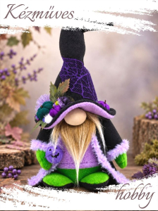 Quilling ajándék - Manók - Halloween Manó lila- Manók