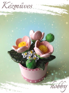 Quilling ajándék - Quilling termékek - Harmatcsepp - Quilling Cserepes kisvirágok