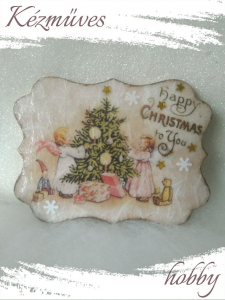 Quilling ajándék - Karácsony, Tél - Hűtőmágnes - Karácsonyi angyalkák - Karácsonyi hűtőmágnes