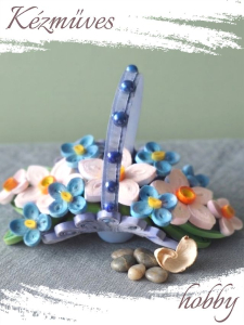 Quilling ajándék - Quilling termékek - Kék Florentin kosár - Quilling Asztaldísz