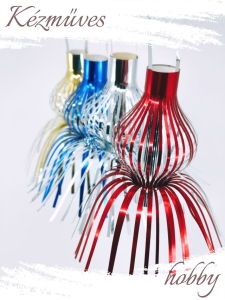 Quilling ajándék - Vintage - Lametta színes külső és színes szoknya + tartó tok - Vintage karácsonyfadísz
