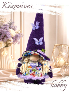Quilling ajándék - Manók - Lila lepkés Manó - Manók