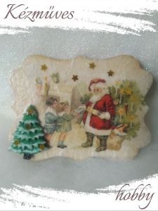 Quilling ajándék - Karácsony, Tél - Hűtőmágnes - Megérkezett a Télapó 2. - Karácsonyi hűtőmágnes