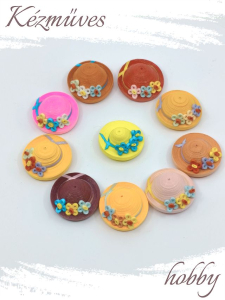Quilling ajándék - Hűtőmágnes - Meglepetés Mini kalapok hűtőmágnes - Quilling hűtőmágnes