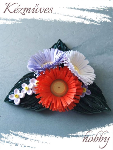 Quilling ajándék - Quilling termékek - Mini őszirózsa - Quilling Asztaldísz