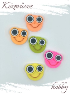 Quilling ajándék - Hűtőmágnes - Neon Mosolygós hűtőmágnes - Quilling hűtőmágnes