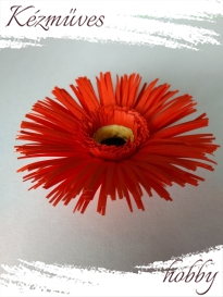 Quilling ajándék - Virágfejek - Piros Gerbera - virágfejek
