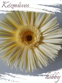 Quilling ajándék - Virágfejek - Sárga Gerbera (dupla belső) - virágfejek
