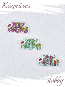 Quilling ajándék - Dekor gomb - Kellékek - Színes Merry Christmas gomb - Kellékek