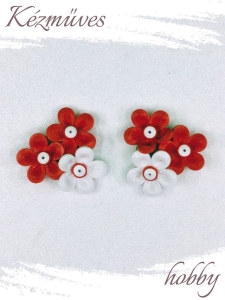 Quilling ajándék - Hűtőmágnes - Vörös és fehér hűtőmágnes - Quilling hűtőmágnes