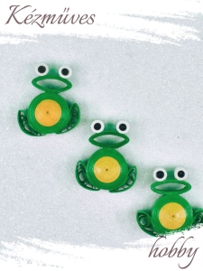 Quilling ajándék - Hűtőmágnes - Zöld béka hűtőmágnes - Quilling hűtőmágnes