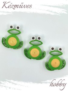 Quilling ajándék - Hűtőmágnes - Zöld béka hűtőmágnes - Quilling hűtőmágnes